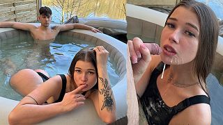 Homemade XXX - Beautiful Olivia Sparkle Perfect Morning Sex with Boyfriend in Outdoor Bath