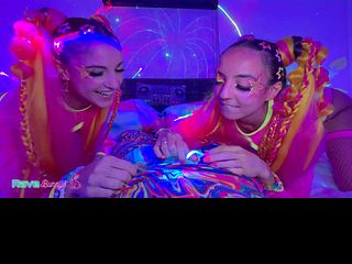 Sasha Tatcha and Madison Steele Shine in Body Paint for a Neon Threeway