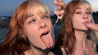 She Risks It Again: Public Outdoor Sloppy Deepthroat Milking – Ahegao Facial Finish